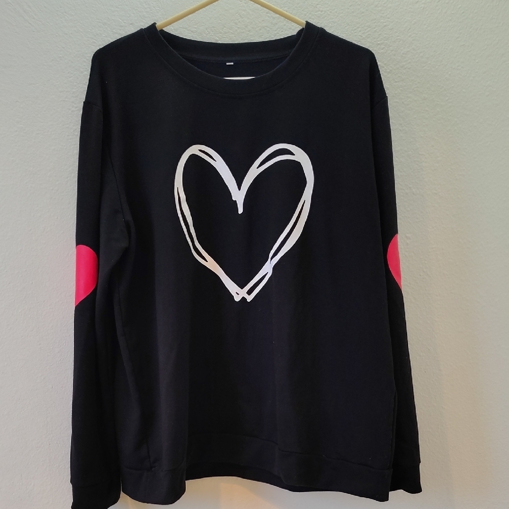 Black Sweatshirt with Heart Design